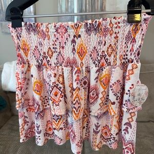 Women's Pink and Orange Patterned Mini Skirt